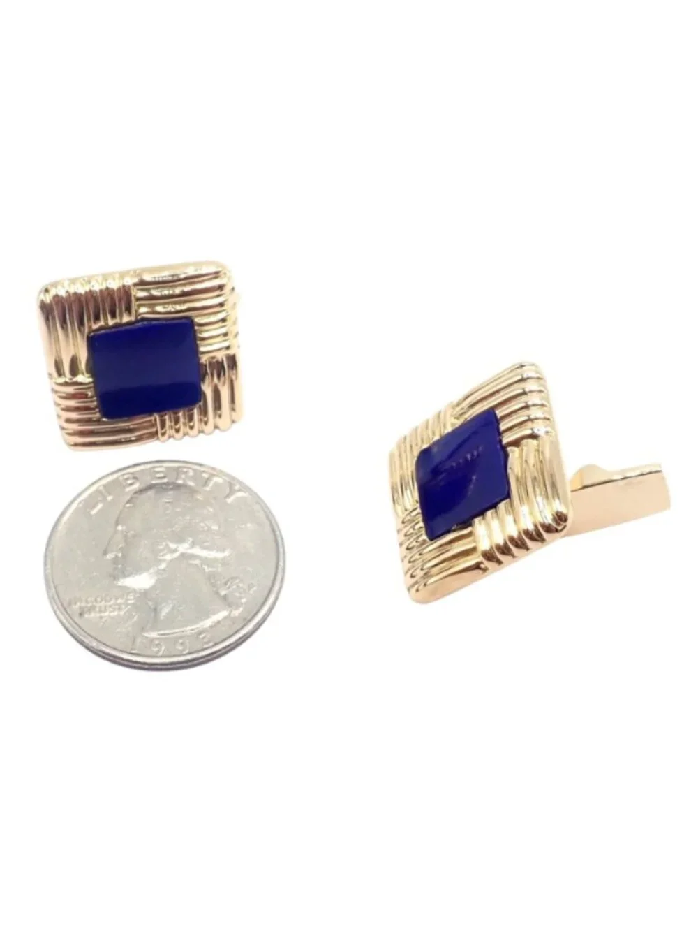 Piaget 18k Yellow Gold Large Lapis Lazuli Rope Square Gold Cufflinks